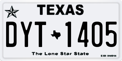 TX license plate DYT1405