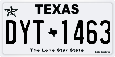 TX license plate DYT1463