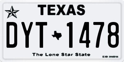 TX license plate DYT1478