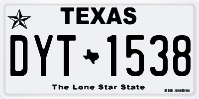 TX license plate DYT1538
