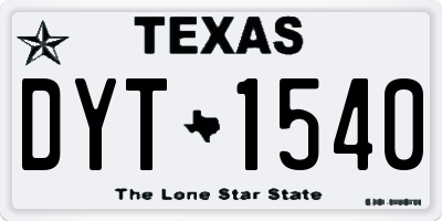 TX license plate DYT1540