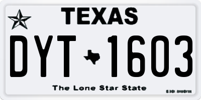 TX license plate DYT1603
