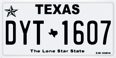 TX license plate DYT1607
