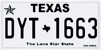 TX license plate DYT1663