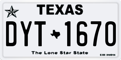 TX license plate DYT1670