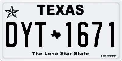 TX license plate DYT1671