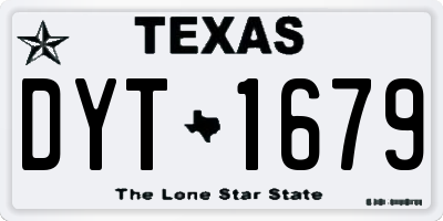 TX license plate DYT1679