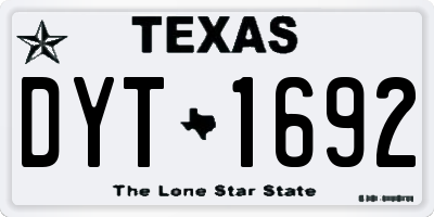 TX license plate DYT1692