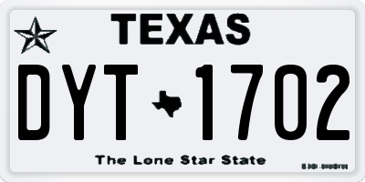TX license plate DYT1702