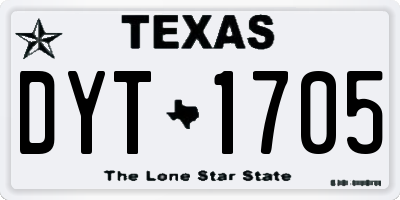 TX license plate DYT1705