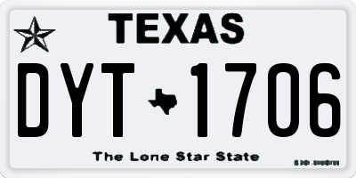TX license plate DYT1706