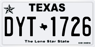TX license plate DYT1726