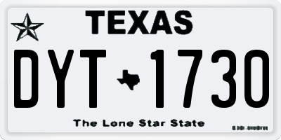 TX license plate DYT1730