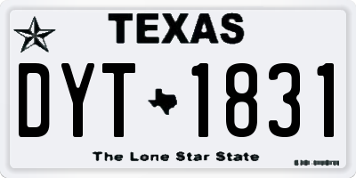 TX license plate DYT1831
