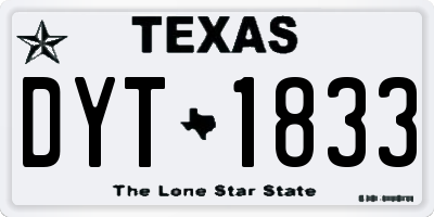 TX license plate DYT1833