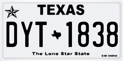 TX license plate DYT1838