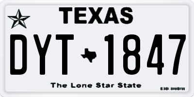TX license plate DYT1847