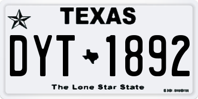 TX license plate DYT1892