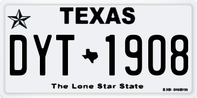 TX license plate DYT1908