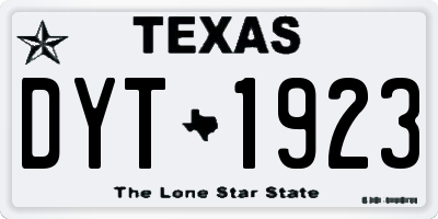 TX license plate DYT1923