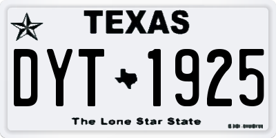 TX license plate DYT1925