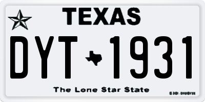 TX license plate DYT1931