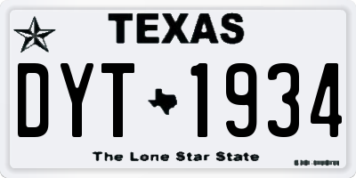 TX license plate DYT1934