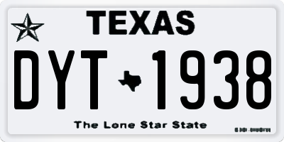 TX license plate DYT1938