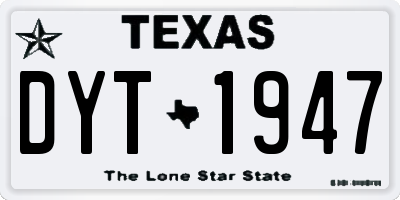 TX license plate DYT1947