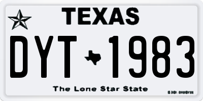 TX license plate DYT1983