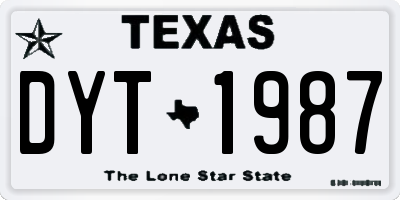 TX license plate DYT1987