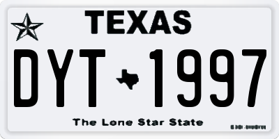 TX license plate DYT1997