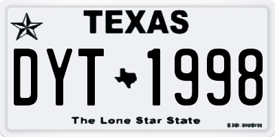 TX license plate DYT1998