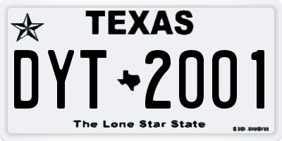 TX license plate DYT2001