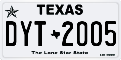 TX license plate DYT2005