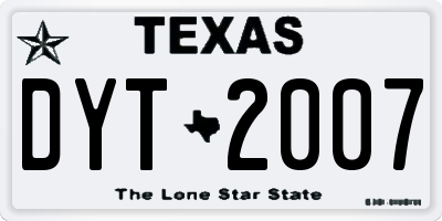 TX license plate DYT2007