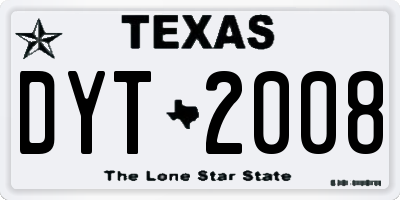 TX license plate DYT2008