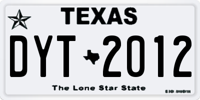 TX license plate DYT2012