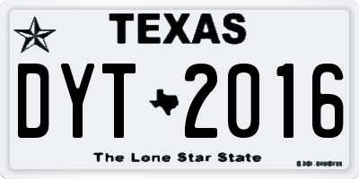 TX license plate DYT2016