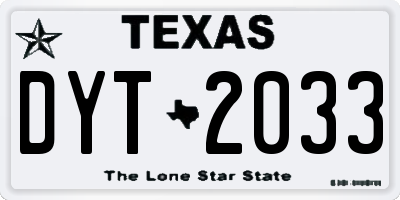 TX license plate DYT2033