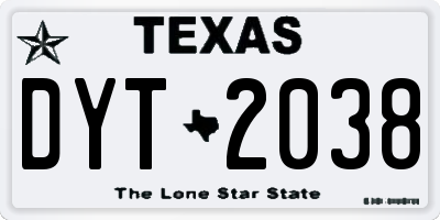TX license plate DYT2038