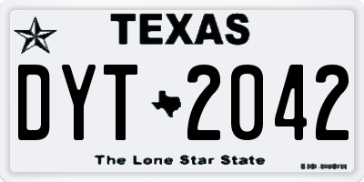 TX license plate DYT2042