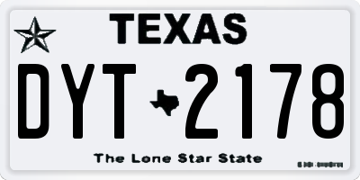 TX license plate DYT2178