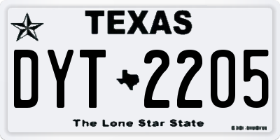 TX license plate DYT2205