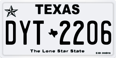TX license plate DYT2206