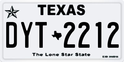 TX license plate DYT2212