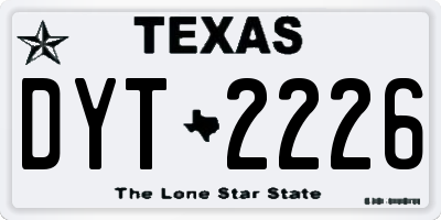 TX license plate DYT2226