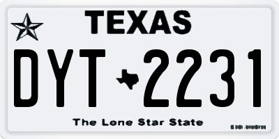 TX license plate DYT2231