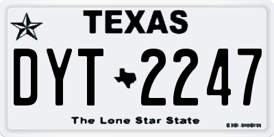 TX license plate DYT2247