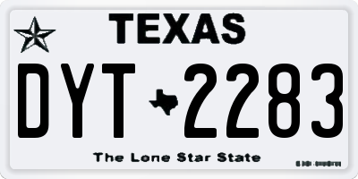 TX license plate DYT2283